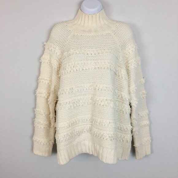 Lou & Grey Womens CHUNKY Pullover Sweater Sz M Ivory ALPACA Blend Oversized - Picture 1 of 8